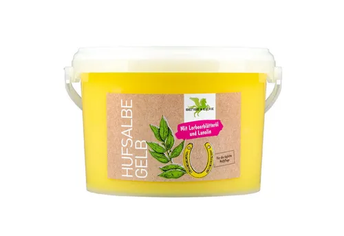 Bense & Eicke Tierpräparate Hufsalbe gelb, 2500 ml - Hufpflege für Pferde: Die Hufsalbe dringt tief ein, reguliert Feuchtigkeit und fördert Hornstabilität. Schützt vor Austrocknung und sorgt für gesundes Hufhornwachstum.