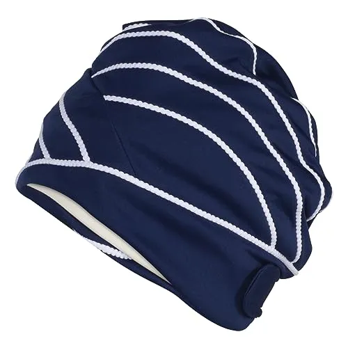 Fashy Exklusive Badehaube, Marine, 3428 22 - Badekappen für Schwimmer, anatomisch geformt mit Ohrenschutz und verstellbarem Klettverschluss für perfekten Halt und Komfort beim Schwimmen.