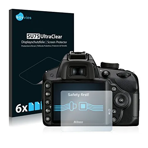 Savvies 6 Stück Schutzfolie für Nikon D3200 Displayschutz-Folie Ultra-Transparent