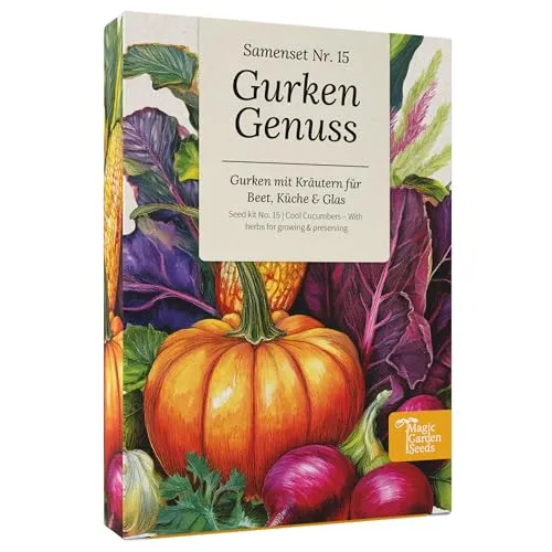 Magic Garden Seeds - Gurken Genuss Samenset mit 6 Sorten: Einlegegurken, Salatgurken, Dill & Zwiebel - knackige Vielfalt für Beet, Balkon & Küche - ideal zum Selberziehen & Einmachen