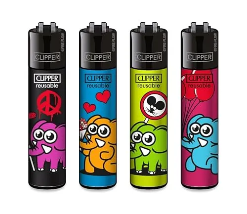 Clipper Feuerzeug 4er Set: (Zoo Party)