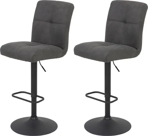 Barhocker HELA "LENI", Komfortsitz in Vintage Anthrazit - Barmöbel mit manuell verstellbarer Höhe und Drehfunktion, pflegeleichter Microfaserbezug und robustes Metallgestell für bis zu 120 kg Belastbarkeit.