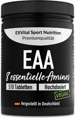 EAA Tabletten mit je 1036 mg. Alle 8 essentiellen Aminosäuren. Tabletten, 510 St., 528 g