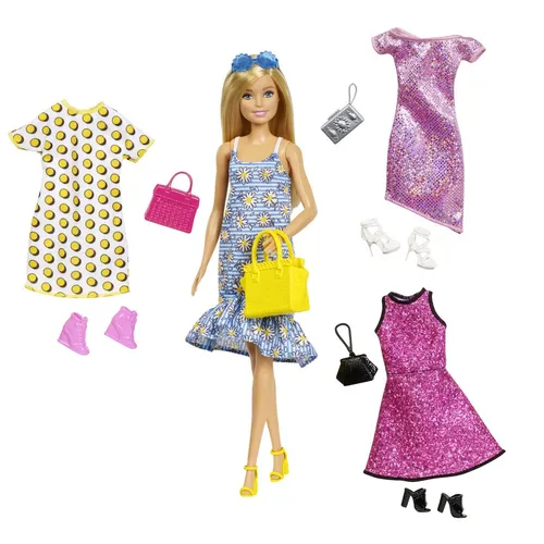 Box Gebrochen Barbie Puppe Kleid Blumen Tasche Extra Zubehör Mattel GDJ40