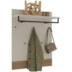Voleo Garderobenpaneel, Eiche, Kaschmir, Holzwerkstoff, 90x113x29 cm, Made in Germany, Hutablage, Kleiderstange, Garderobe, Garderobenpaneele, Garderobenpaneele
