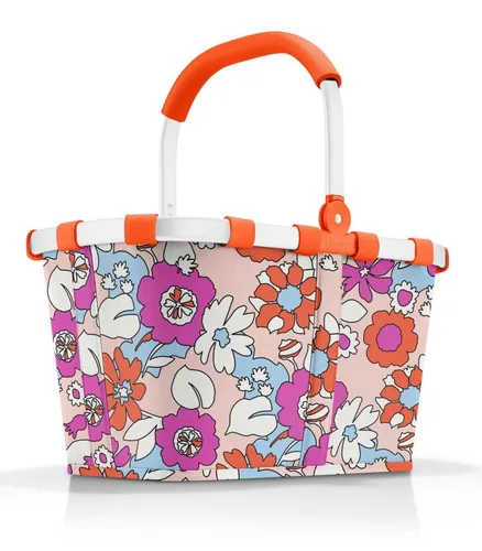 reisenthel Carrybag Einkaufskorb Frame Florist Peach (3083) - Einkaufskorb mit stabilem Aluminiumrahmen, großem Hauptfach und integriertem Reißverschlussfach, ideal für sicheres Einkaufen und einfaches Verstauen.