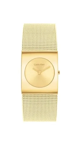 Calvin Klein CK Pulse Damen Analog Quarzuhr - Elegante Armbanduhr mit geometrischem Gehäuse, präzisem Quarzuhrwerk und stilvollem Edelstahl-Mesh-Armband. Wasserabweisend bis 3 bar, ideal für den modernen Look.