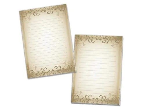 Briefblöcke Vintage Papyrus Altes Papier Briefpapier für Jungen Mädchen Kinder und Erwachsene Geschenk (2 Blöcke A4 mit je 25 Blätter) 2