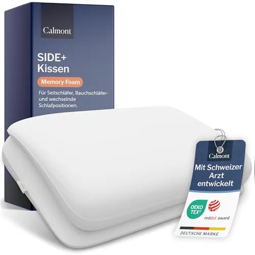 CALMONT Bauchschläferkissen 70x40cm - Ergonomisches Kopfkissen für Bauch- und Seitenschläfer, mit innovativem Gel-Memory-Schaum für individuelle Anpassung und Kühlung – für eine entspannte Nachtruhe.