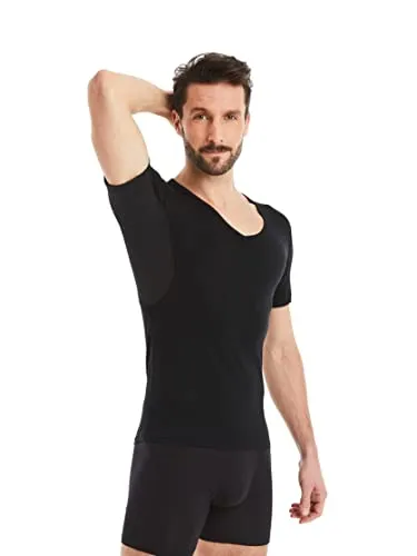 FINN Anti-Schweiß Shirt Herren mit V-Ausschnitt - Unterteile für Herren mit innovativer SweatShield Technology und patentierten Achsel-Pads, die 99,99% der geruchsbildenden Bakterien eliminieren und optimalen Schutz bei starkem Schwitzen bieten.