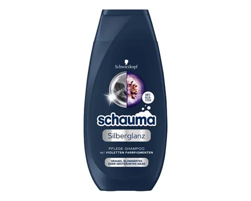 Schauma Haarshampoo Silberglanz - Shampoo für graues und blondiertes Haar, reduziert Gelbstich mit violetten Farbpigmenten und pflegt das Haar intensiv. Ideal für strahlenden Glanz und geschmeidige Struktur.