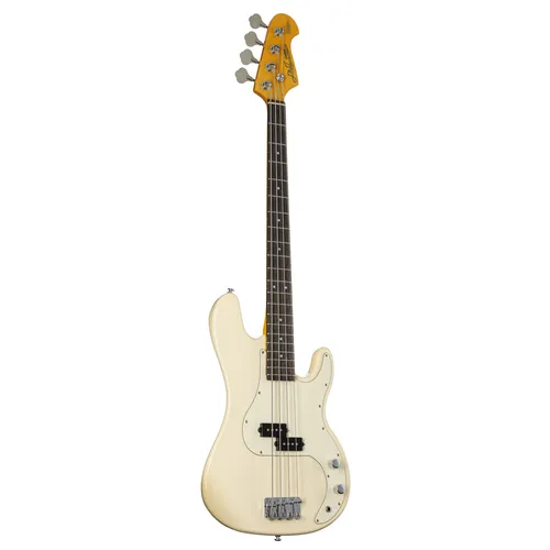J & D E-Bass PB Vintage 1963 Vintage White – Authentischer Rock-Sound - Der J & D E-Bass PB Vintage 1963 in Vintage White bietet einen massiven Lindekorpus und geschraubten Ahornhals für hohen Spielkomfort. Mit klassischem Split-Coil-Tonabnehmer liefert er fette Rock-Sounds zum attraktiven Preis.
