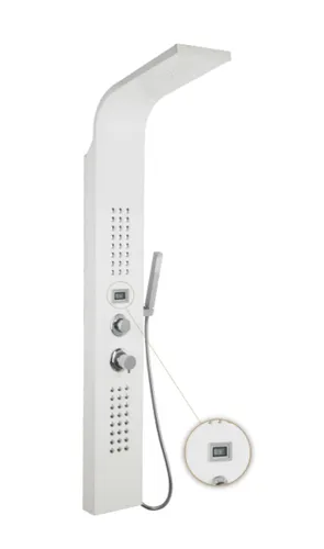 Colonna Doccia multifunzione Nilo in Weiß - Elegantes Duschpaneel aus lackiertem Aluminium mit vielseitigen Funktionen für ein modernes Badeerlebnis. Ideal für jeden Badezimmerstil.