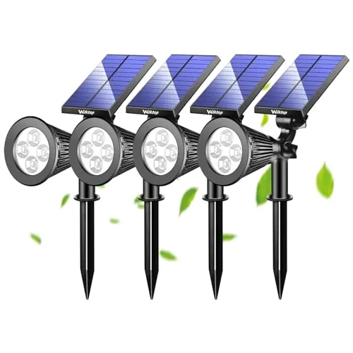 Wilktop 4x LED Solar Strahler Gartenleuchten Warmweiß Landscape Spotlight für Garten Beleuchtung