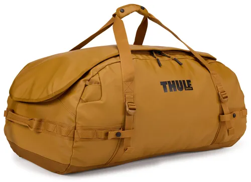 Thule Chasm 90 L Reisetasche Golden - 90 L Volumen, 2-in-1 Design als Rucksack umwandelbar, 100% recycelte Materialien und wasserfestes Tarpaulin