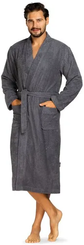 Comte Herrenbademantel aus Baumwolle mit Kimono-Kragen - Bequemer Herren-Bademantel aus 100% Baumwolle in Langform (ca. 125 cm) mit praktischen Taschen. Ideal für den Einsatz nach dem Duschen, bietet hohen Tragekomfort und Flexibilität.