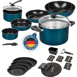 Kelton Pfannenset Töpfe Set 3 in 1 mit Deckel und Gemüseschneider - 27-teiliges Kochgeschirr-Set mit Antihaft-Beschichtung und Smart Slicer für müheloses Kochen, Schneiden und Aufbewahren – perfekt für die moderne Küche!
