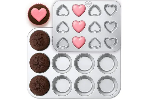 immer Muffinform Muffinform Edelstahl: Muffinblech Cupcake & Herz-Mini-Form 24 Stück, (Muffinblech-Set 2-tlg)