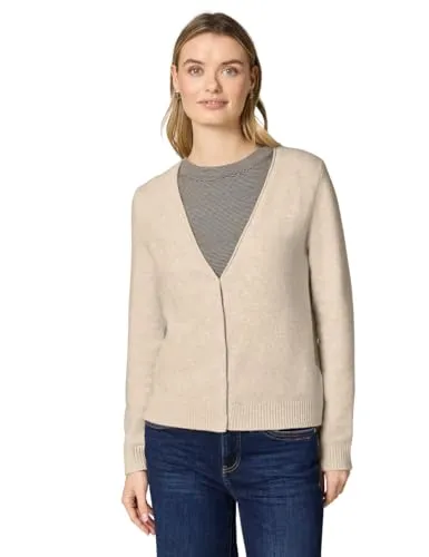 Cardigan STREET ONE Damen Gr. 40 – Beige Meliert mit V-Ausschnitt - Der Cardigan von STREET ONE für Damen vereint Stil und Komfort. Mit V-Ausschnitt und Rippbündchen ist er ideal für jeden Anlass. Das weiche Material sorgt für ein angenehmes Tragegefühl. Ein Must-have für deine Garderobe!