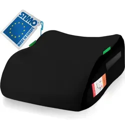 Ergonomische Kindersitzerhöhung für 135-150 cm - Schwarz - Komfortable Sitzerhöhung mit anatomischem Design, ideal für lange Autofahrten. Abnehmbarer, waschbarer Bezug und universelle Passform für einfachen Transport und Installation im Auto.