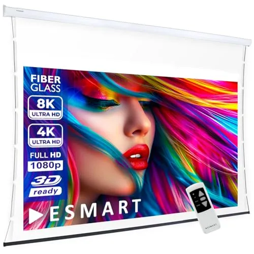 ESMART Pro TATENSO Akustik Tension Leinwand 150" - Motorisierte Beamer-Leinwand mit schalldurchlässigem, perforiertem Glasfaser-Tuch für optimale Klang- und Bildqualität im Professional-Bereich.