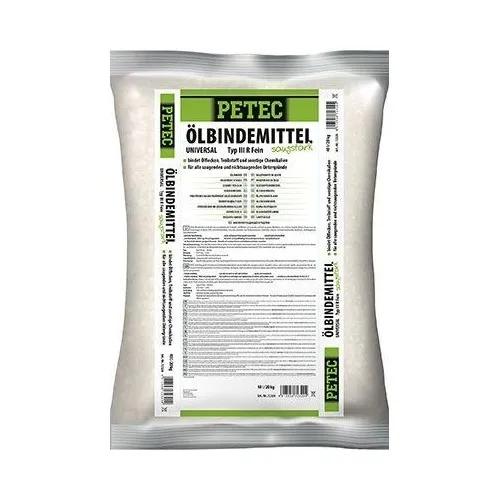 PETEC Ölbindemittel TYP III R (20 kg) - Bindegeräte zur effektiven Beseitigung von Treibstoff- und Ölflecken, 100% recycelbar, auch auf nassem Untergrund anwendbar – ideal für Werkstätten und Industrie.