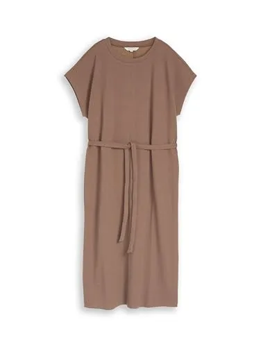 TOM TAILOR Damen Kleid - Lockeres T-Shirt-Kleid in Midi-Länge - Stylisches T-Shirt-Kleid aus strukturiertem Jacquard-Stoff mit Stretch-Anteil. Ideal für Freizeit, Shopping und besondere Anlässe. Ein vielseitiger Begleiter für den Frühling und Sommer.