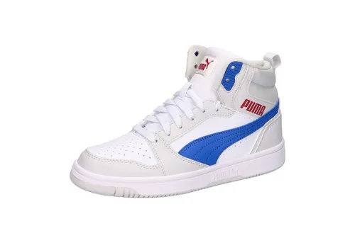 PUMA REBOUND V6 MID JR Sneaker in Weiß - 37,5 EU - Sportliche Sneaker für Kinder, knöchelhoch mit SOFTFOAM+ Dämpfung für optimalen Tragekomfort und Unterstützung beim Spielen.