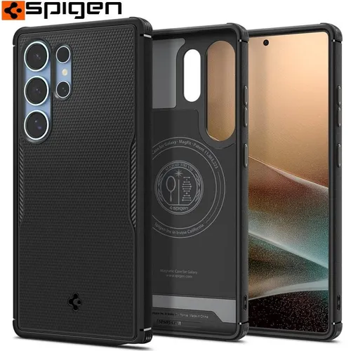 Spigen Core Armor MagSafe Hülle für Samsung Galaxy S25 Ultra - Mattschwarz - Handyhülle mit elegantem Minimalismus, robustem TPU-Schutz und MagSafe-Kompatibilität für effizientes kabelloses Laden.