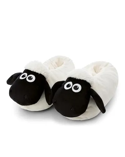 Nici Green Shaun das Schaf Plüsch Hausschuhe - Kuschelige Plüschhausschuhe aus wasserabweisendem Polyester, ideal zum schnellen Hineinschlüpfen und perfekt für entspannte Tage zu Hause.