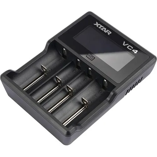 Xtar VC4 USB Akku-Ladegerät mit 4 Ladeschächten - Universal Akku Ladegerät für AA, AAA, C, D, 10440 bis 32650 Akkus. Mit LCD-Display und optimalem Ladealgorithmus für längere Lebensdauer der Akkus. Inkl. USB Ladekabel, ideal für zuhause oder unterwegs.
