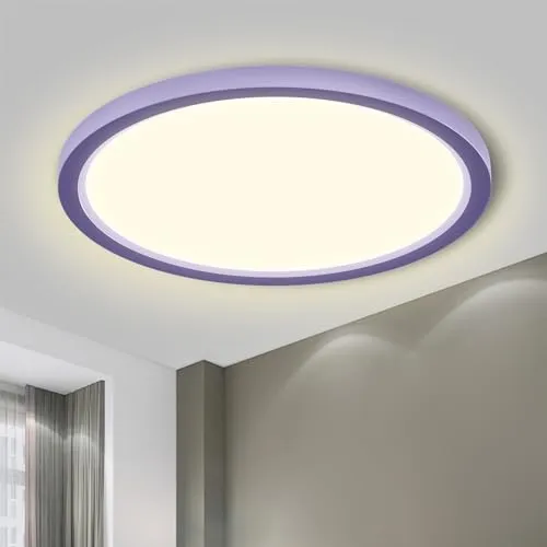 LQWELL LED Deckenleuchte 23W - Moderne Deckenbeleuchtung in Violett - Vielseitige LED Deckenleuchte in modernem Design für jeden Raum. Spritzwassergeschützt und mit drei Lichtfarben (Warmweiß, Neutralweiß, Kaltweiß) bietet sie optimale Beleuchtung für Wohnzimmer, Küche und mehr.