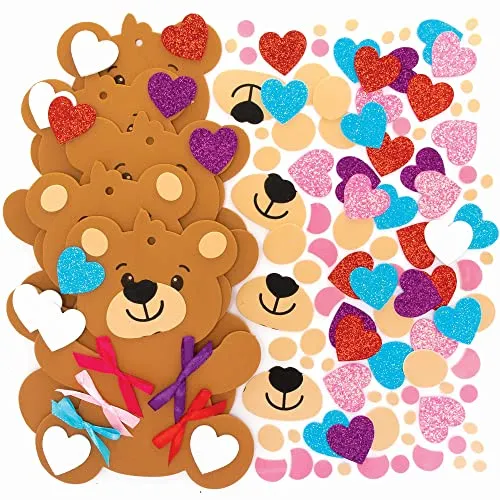 Baker Ross Love Bär Moosgummi Dekoration Bastelset - 5er Pack, Valentinstagdekoration für Kinder zum Basteln (FC415)