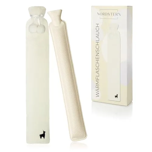 Nordstern Wärmflasche Schlauch Lang - Flauschige Nackenwärmflasche für Erwachsene & Kinder - EXTRA LANG: 75 cm lange Wärmflasche für Nacken, Rücken und kalte Füße. FLAUSCHIGER BEZUG: Weicher Bezug für ein angenehmes Hautgefühl. IDEAL FÜR WOHLFÜHLEN: Perfekt für gemütliche Momente im Bett oder auf dem Sofa.