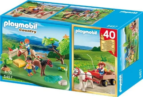 PLAYMOBIL 5457 JubiläumsKompakt Set Ponykoppel mit Ponywagen - Spielfigur Spielsets für Kinder: Erlebe unendlichen Spielspaß mit robustem Design und altersgerechten Figuren, ideal für kleine Abenteurer!