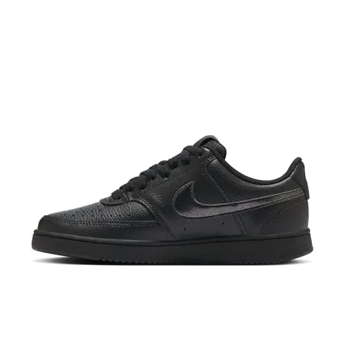 Nike Damen Court Vision Low Sneaker Schwarz 38.5 EU - Stylische Sneakers im Retro-Design für Komfort und Vielseitigkeit. Die robuste Gummi-Cupsohle sorgt für Stabilität, ideal für sportliche Aktivitäten und den Alltag.