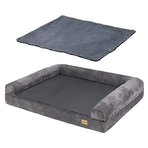 BingoPaw Orthopädisches Hundebett XL 100x75 cm: Hundesofa für Grosse mittelgroße Hunde, Ergonomische Hundebetten mit Rand, 2 in 1 Abnehmbar Waschbar rutschfest Hundematratze