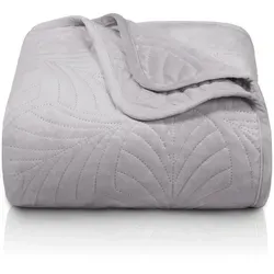 Gräfenstayn Premium Tagesdecke mit Blatt-Design - Elegante Tagesdecke in Grau mit nahtloser Steppung, ideal für stilvolle Akzente in Ihrem Schlafzimmer. Hochwertiges Material aus 100% Polyester sorgt für eine ansprechende Optik und Langlebigkeit.