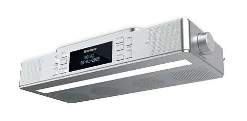 Kärcher RA 2038D-S Küchenradio - DAB+/UKW, Bluetooth & Leuchte - Praktisches Unterbauradio mit DAB+ und UKW, ideal für die Küche. Integrierte Lampe und Dual-Alarm für flexibles Wecken. Musikstreaming via Bluetooth für grenzenlosen Hörgenuss.