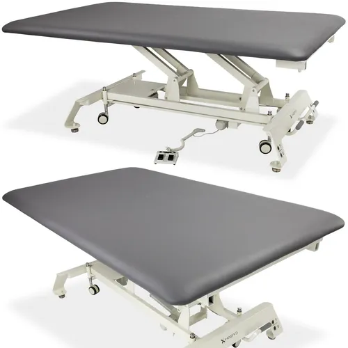 Habys Evero Bobath - Elektrische Behandlungsliege für Therapien - Kategorie: Bänke & Stühle. Die elektrische Massageliege bietet eine Höhenverstellbarkeit von 47 - 93 cm und ist ideal für professionelle Therapien. Robustes Design mit 4 Schwenkrädern für optimale Mobilität.