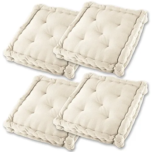 Gräfenstayn® 4er-Set Sitzkissen 40x40cm - Komfort für innen und außen - Stuhlkissen aus 100% Baumwolle mit dicker Polsterung, ÖKO-TEX zertifiziert und ideal für gemütliches Sitzen auf Stühlen oder dem Boden.
