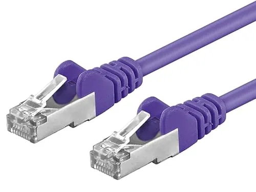 PremiumCord Netzwerkkabel, Ethernet, LAN & Patch Kabel CAT6a, 10Gbit/s, S/FTP PIMF Schirmung, AWG 26/7, 100 Prozent Cu, schnell flexibel und robust RJ45 kabel, violett, 0,25m