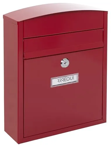 ARREGUI Compact E5736 Briefkasten aus verzinktem Stahl, Größe S - Wandbriefkasten für den Außenbereich, wasserfest und ideal für DIN A5 Post, inklusive Namensschild und 2 Schlüsseln für einfache Handhabung.