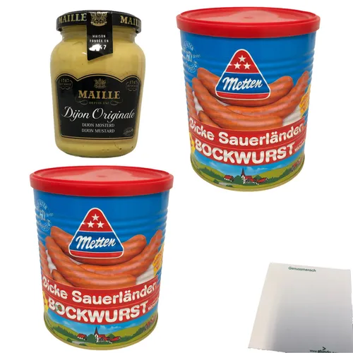 Metten Dicke Sauerländer Bockwurst 2x400g Dose Maille Dijon Senf 215g Glas usy