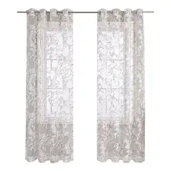 Joyswahl Gardine (1 St), Ösen, transparent, wohnzimmer modern, voile, mit Ranken Muster braun 140 cm x 245 cm