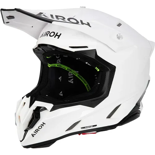 Airoh Twist 3 Solid Motocross Helm, Weiss, Größe S - Motorradhelm mit ASN und AEFR für maximale Sicherheit und Komfort, ideal für anspruchsvolle Motocross-Fahrer.