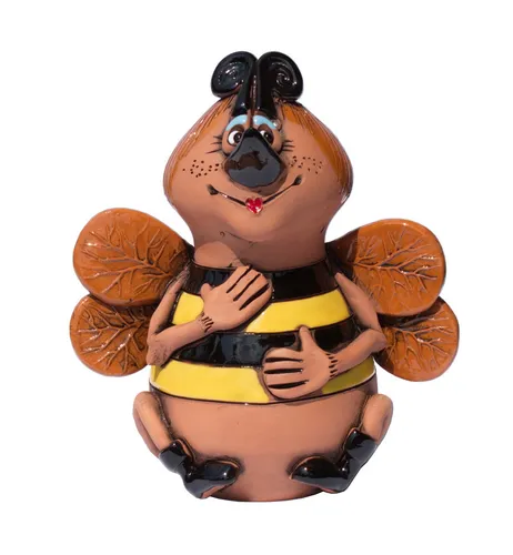 Gartenstecker Biene Keramik - Handbemalte Hummel Deko Figur - Gartenfiguren & Verzierungen, handgefertigte und wetterfeste Keramikfigur, ideal für Garten, Balkon oder Terrasse, bringt Farbe und Lebensfreude in Ihr Zuhause.