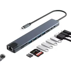 HUB USB-C HDMI 4K USB 3.0 PD Stromversorgung 87W - Multifunktions-Laptop-Dockingstation mit 10-in-1 Anschlüssen, HDMI 4K für brillante Bildqualität und USB 3.0 für blitzschnelle Datenübertragung. Kompaktes Design und Plug-and-Play für sofortigen Einsatz!