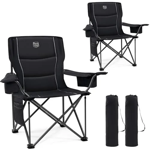 TIMBER RIDGE Faltbarer Campingstuhl 200KG – Extra Breit & Komfortabel - Erleben Sie höchsten Komfort mit unserem extra breiten Campingstuhl (63 cm Sitzbreite). Robuste Materialien und ein praktisches Design mit Kühltasche und Getränkehalter machen ihn ideal für Outdoor-Aktivitäten.