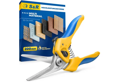 S&R Universalschere Mehrzweck-Kombischere 200 mm, 50 mm Edelstahl Klinge, Schere HRC 50-54